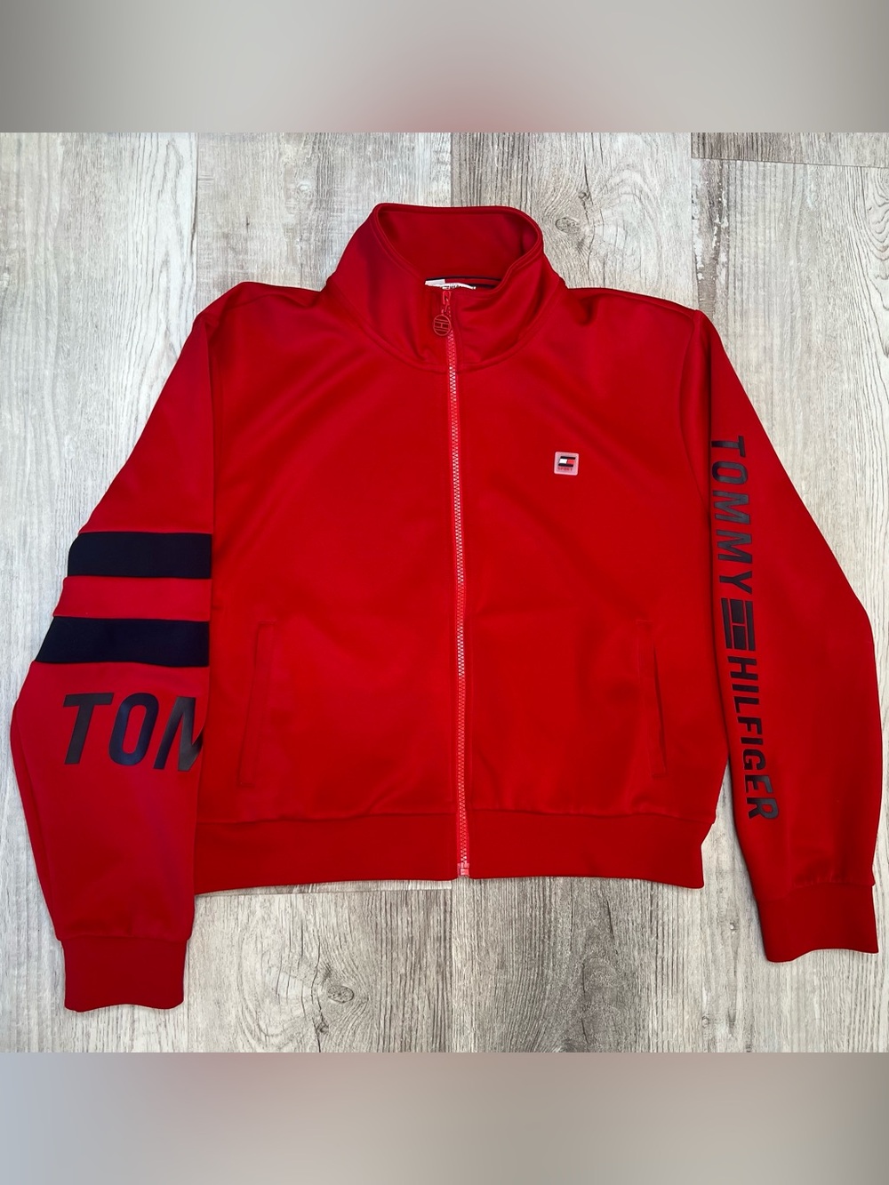 Tommy Hilfiger Sport Red Zip-Up Track Jacket women's Size L activewear